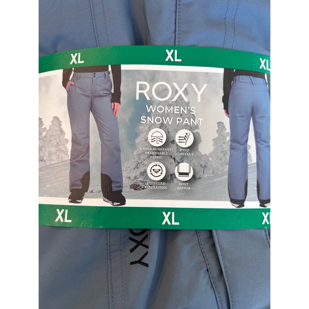 NWT Roxy Womens Snow Pants XL Blue DryFlight 10K Insulated‎ Waterproof Ski Plus